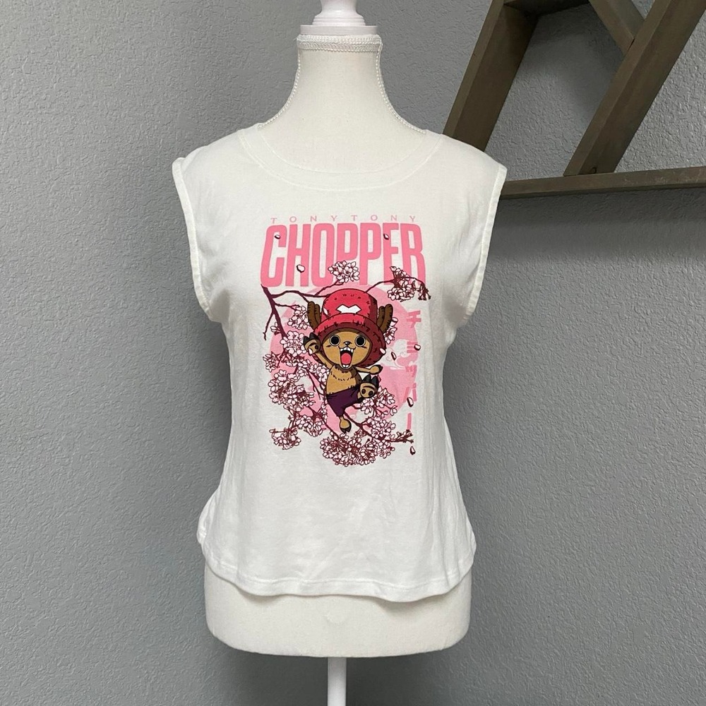 ONE PIECE CHOPPER CHERRY BLOSSOM CROP MUSCLE TANK TOP STREETWEAR SUBTLE ANIME